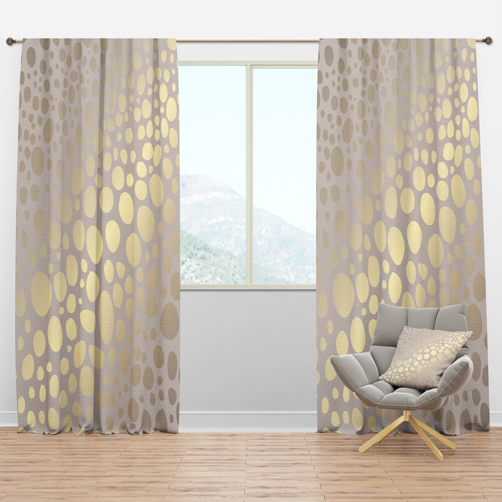 Golden Marble Design III - Mid-Century Modern Curtain Panels