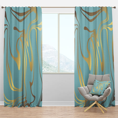 Golden Marble Design I - Mid-Century Modern Curtain Panels