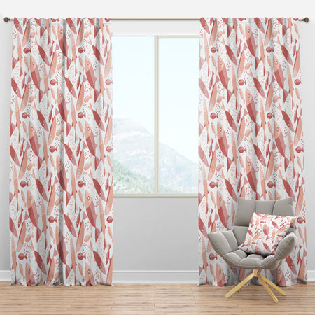 Pink Fishes Pattern - Mid-Century Modern Curtain Panels