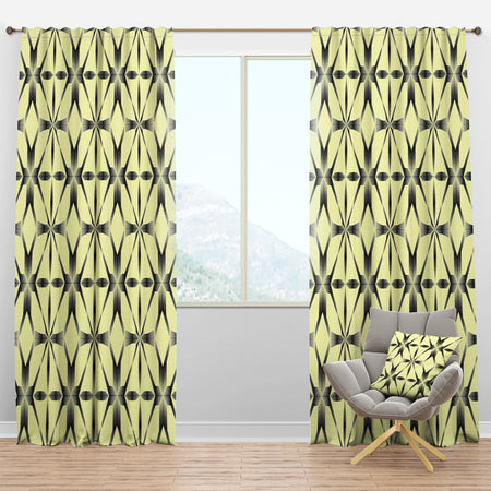 Oriental Ornament. Flower Pattern - Mid-Century Modern Curtain Panels