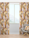 Golden Palm Leaves II - Mid-Century Modern Curtain Panels