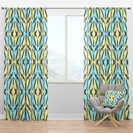 Black and White Fashion Ornament - Mid-Century Modern Curtain Panels