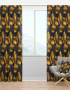 Golden Palm Leaves III - Mid-Century Modern Curtain Panels