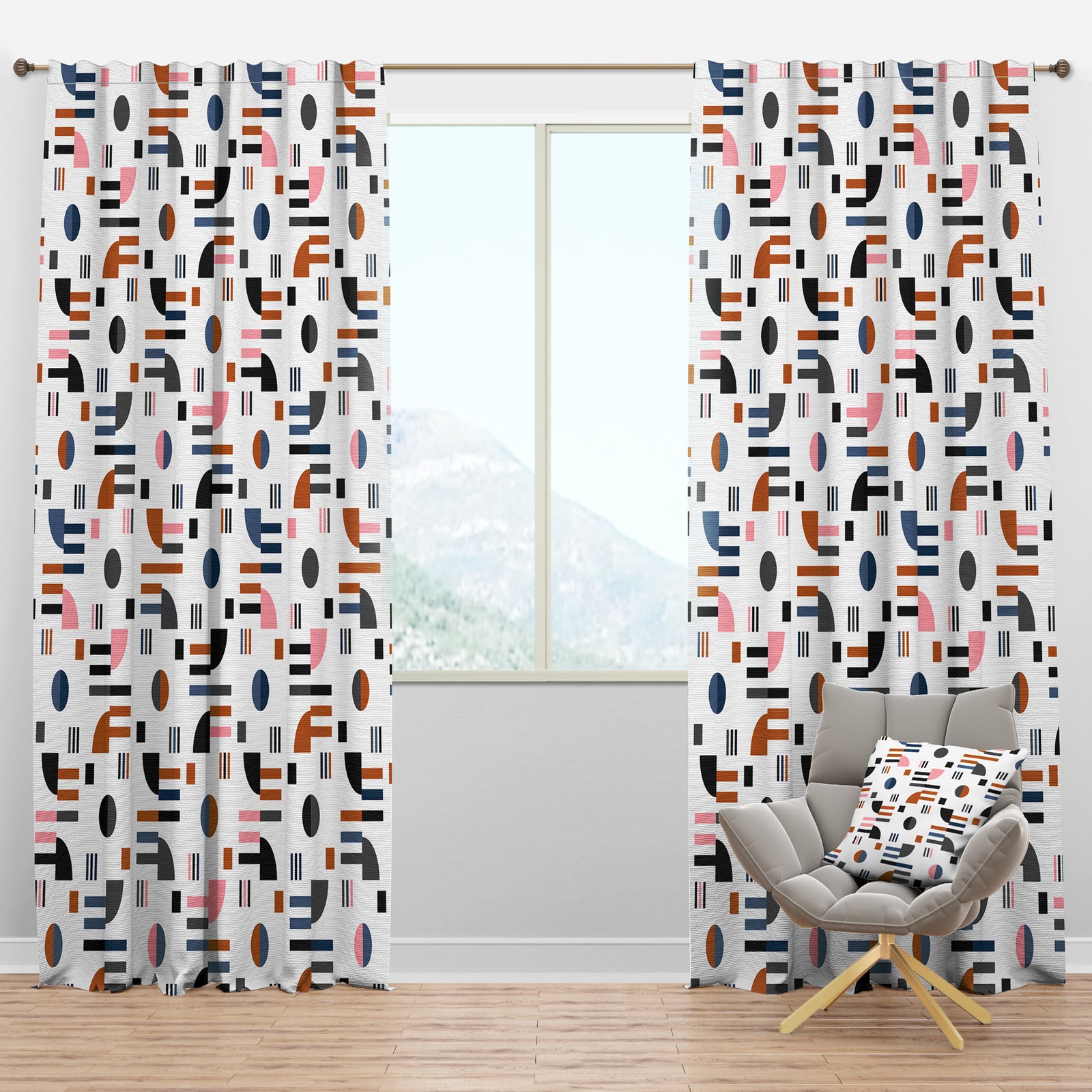 Retro Abstract Design XI - Mid-Century Modern Curtain Panels