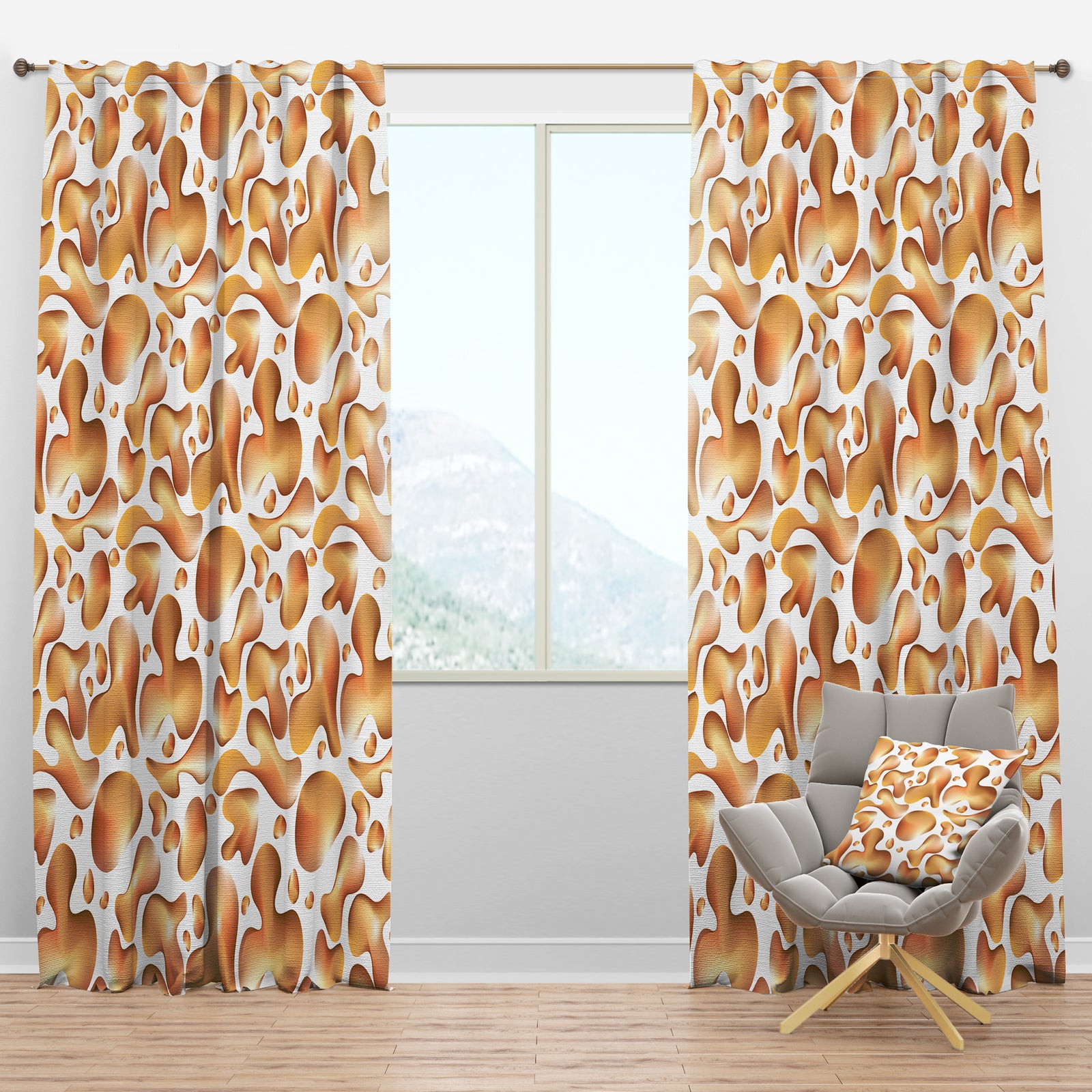 Liquid Gold I - Mid-Century Modern Curtain Panels