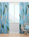 Jasmin Flowers of Bright Blue - Mid-Century Modern Curtain Panels