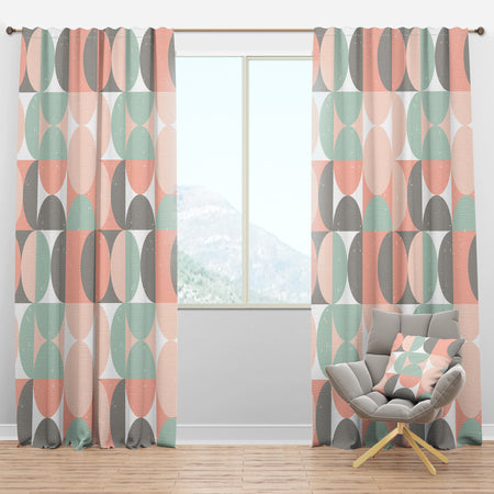 Retro Pastel Circular Pattern II - Mid-Century Modern Curtain Panels