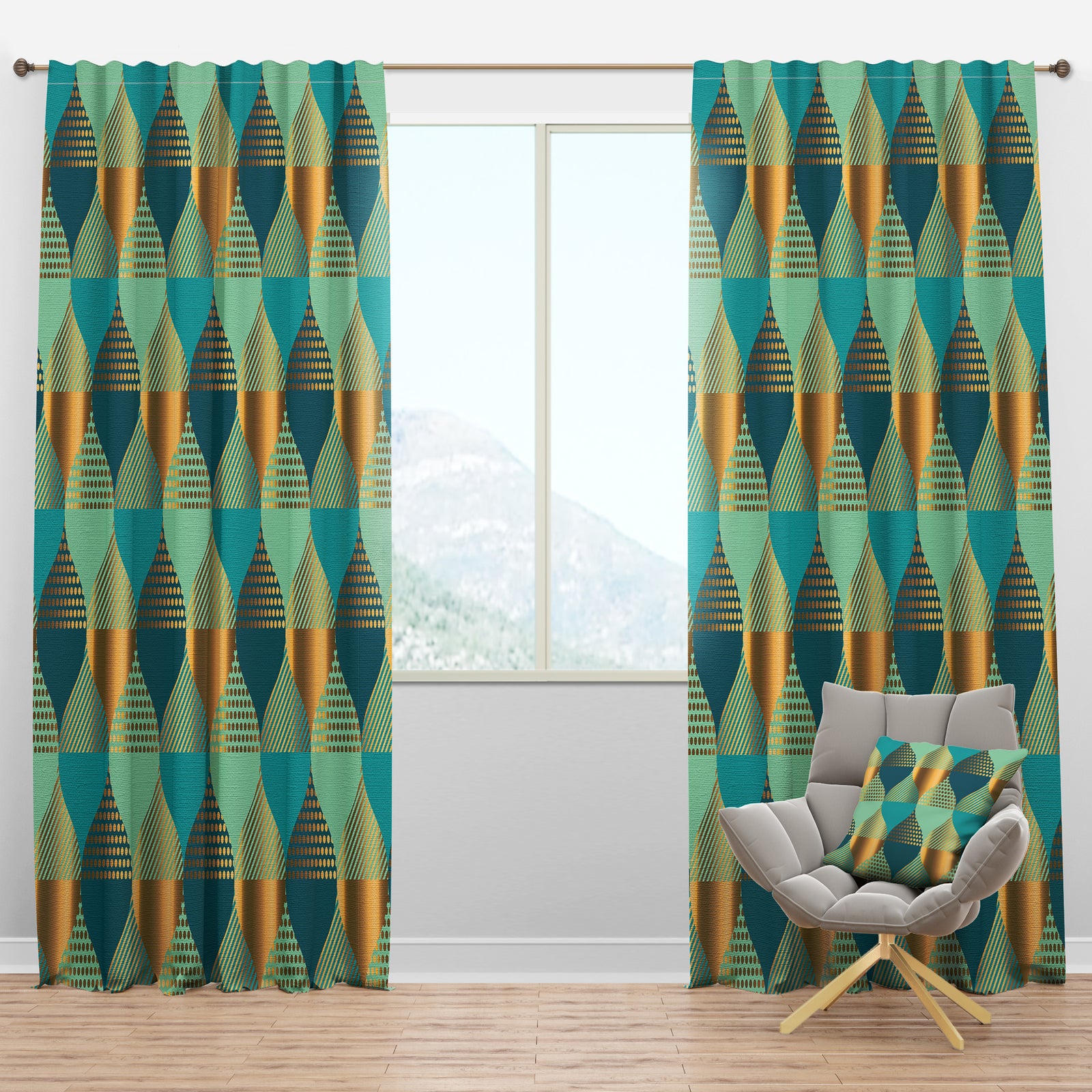 Luxury Retro Drops II - Mid-Century Modern Curtain Panels