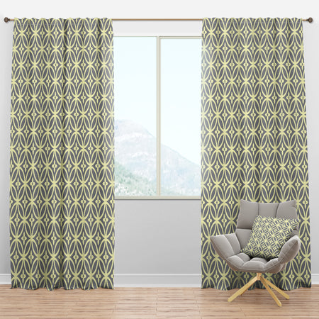Retro Ornamental Pattern II - Mid-Century Modern Curtain Panels