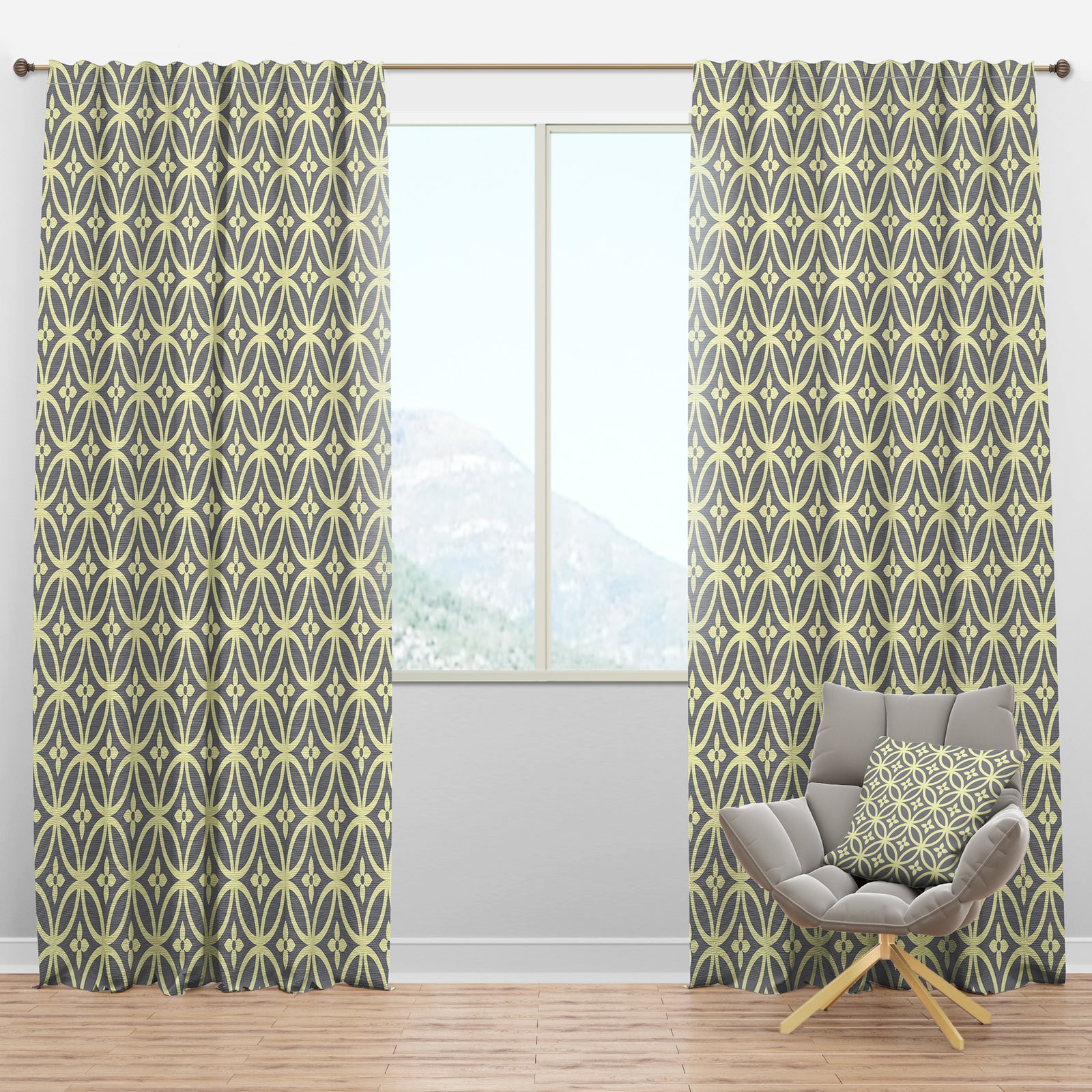 Retro Ornamental Pattern II - Mid-Century Modern Curtain Panels
