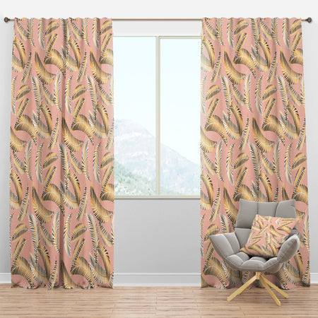 Golden Foliage IV - Mid-Century Modern Curtain Panels