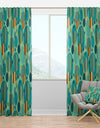 Gold and Blue Dynamics III - Mid-Century Modern Curtain Panels