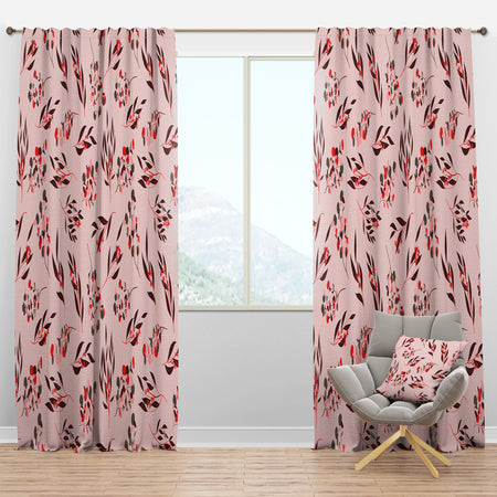 Bright Eucalyptus Floral Pattern II - Mid-Century Modern Curtain Panels