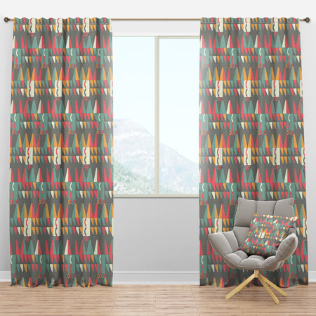 Retro Abstract Design V - Mid-Century Modern Curtain Panels