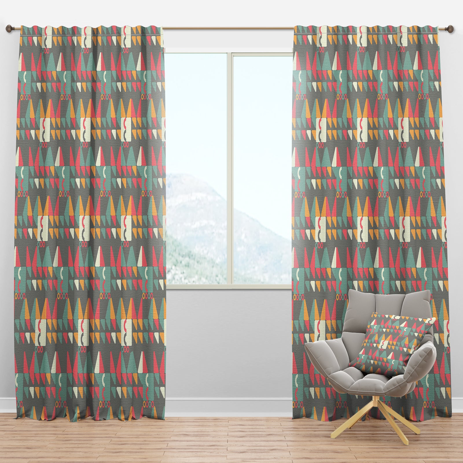 Retro Abstract Design V - Mid-Century Modern Curtain Panels