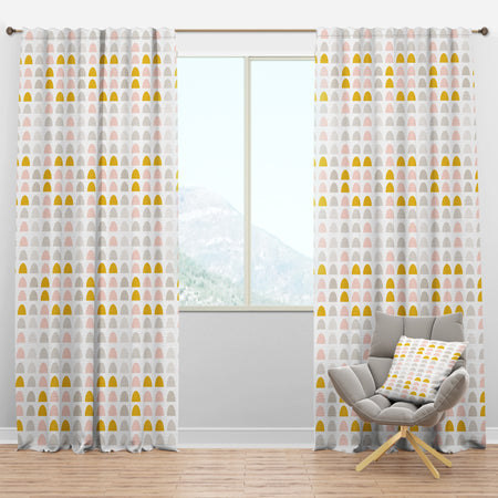 Retro Pastel Circular Pattern III - Mid-Century Modern Curtain Panels