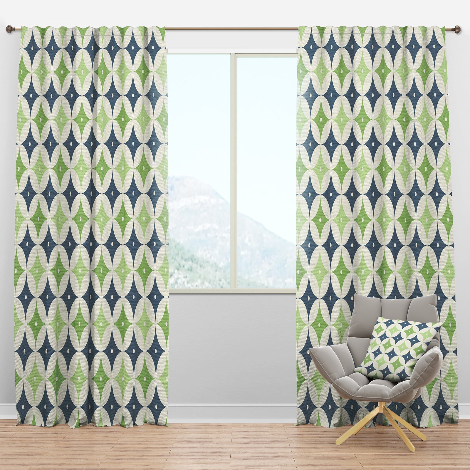 Retro Geometric Design V - Mid-Century Modern Curtain Panels