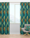 Gold and Blue Dynamics I - Mid-Century Modern Curtain Panels