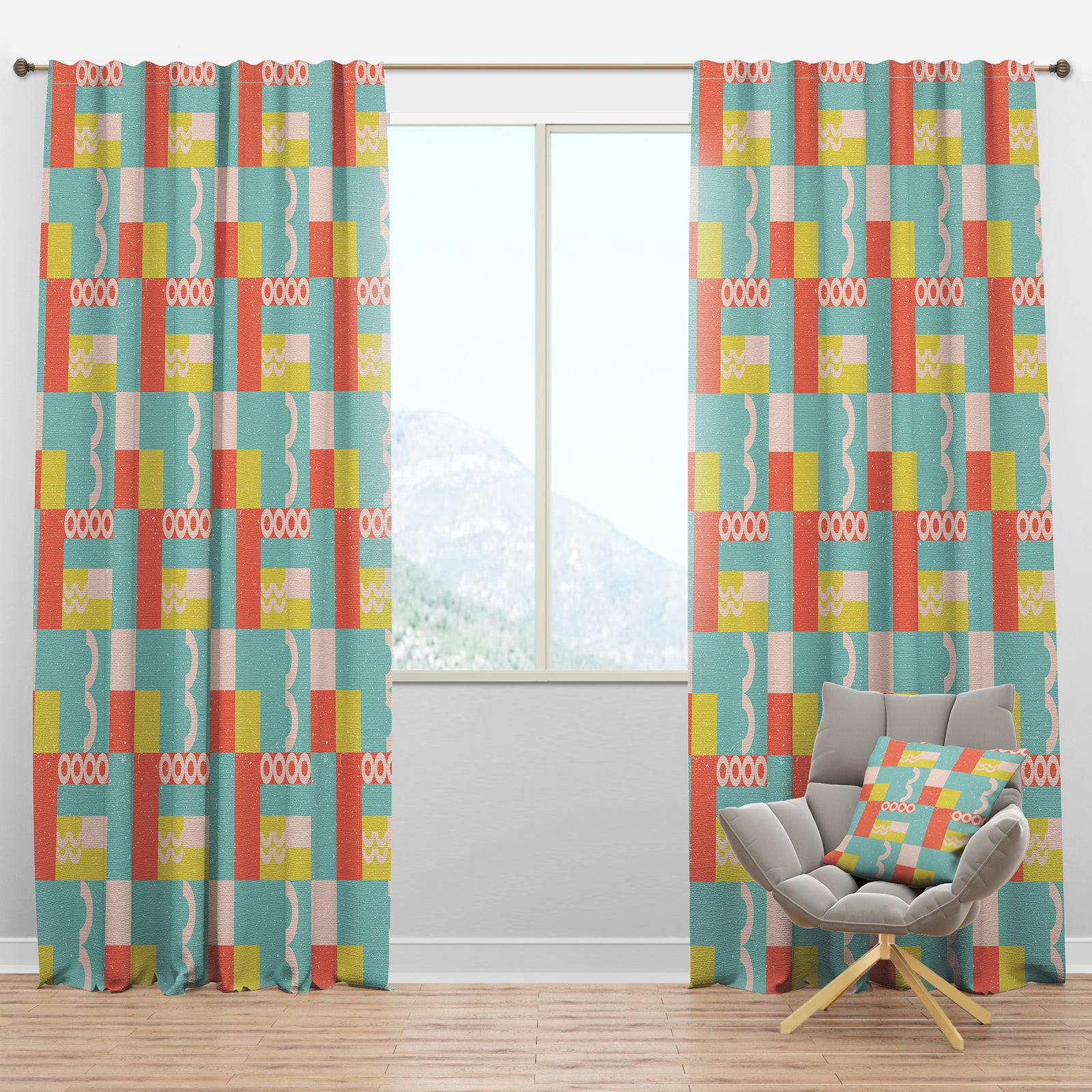Retro Abstract Design III - Mid-Century Modern Curtain Panels
