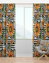 Retro Floral Botanical II - Mid-Century Modern Curtain Panels