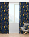 Retro Luxury Waves In Gold And Blue IX - Mid-Century Modern Curtain Panels