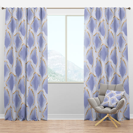 Pastel blue and gold abstract shapes pattern - Mid-Century Modern Curtain Panels