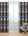 Retro Luxury Waves In Gold And Blue II - Mid-Century Modern Curtain Panels