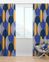 Retro Luxury Waves In Gold And Blue X - Mid-Century Modern Curtain Panels