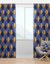 Retro Luxury Waves In Gold And Blue VIII - Mid-Century Modern Curtain Panels