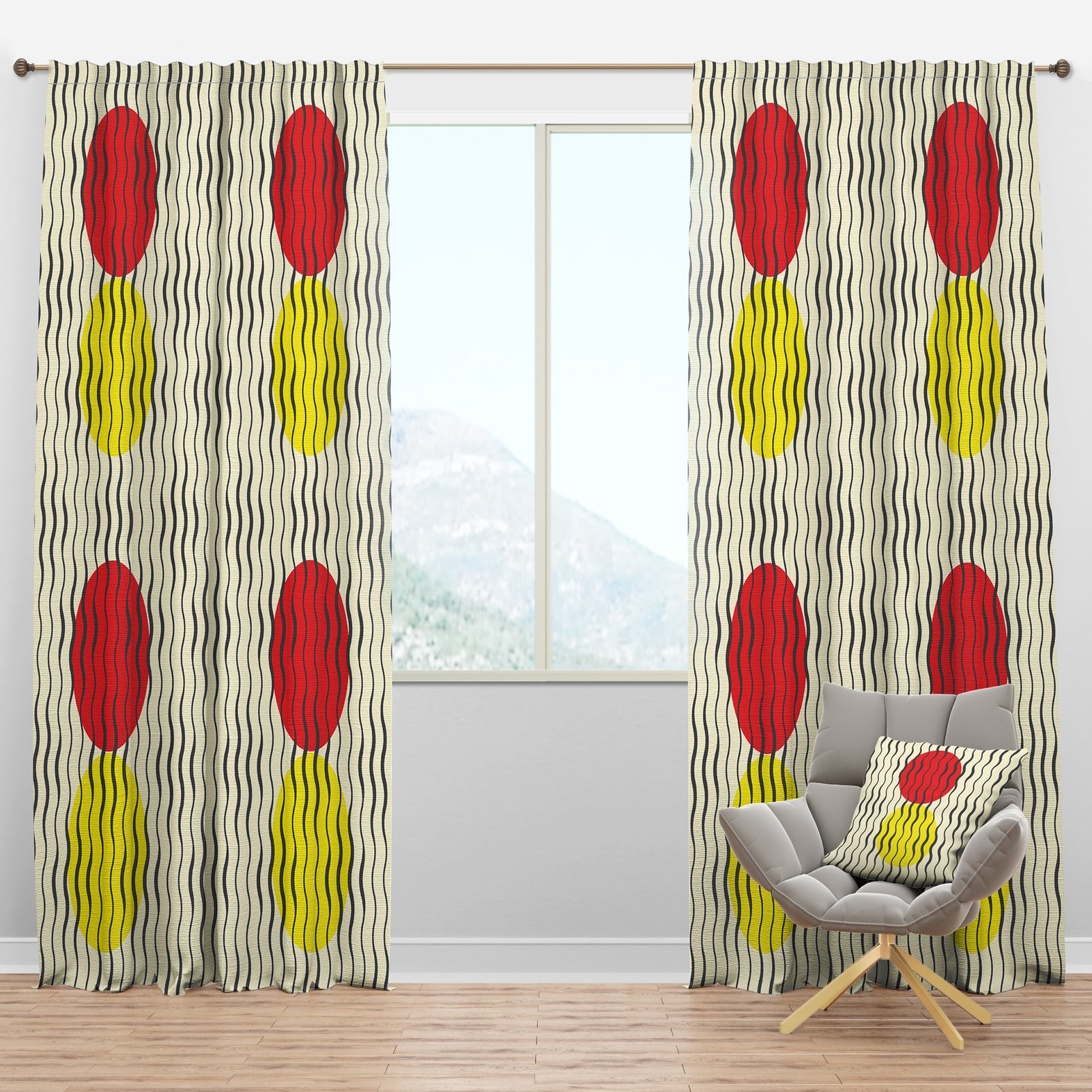 Wave Pattern - Mid-Century Modern Curtain Panels