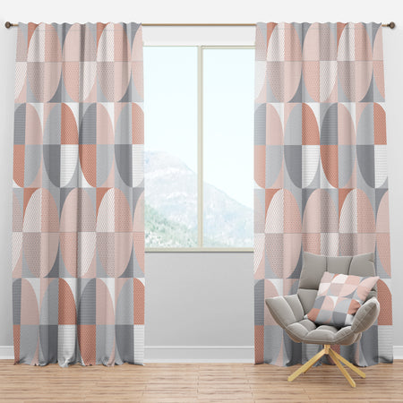 Round geometric textured pattern - Mid-Century Modern Curtain Panels