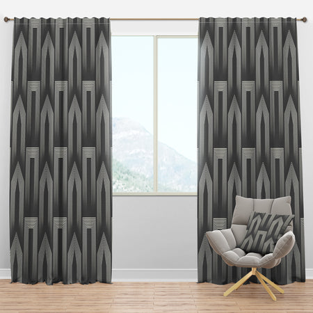 Mimimal Black And White Design III - Mid-Century Modern Curtain Panels