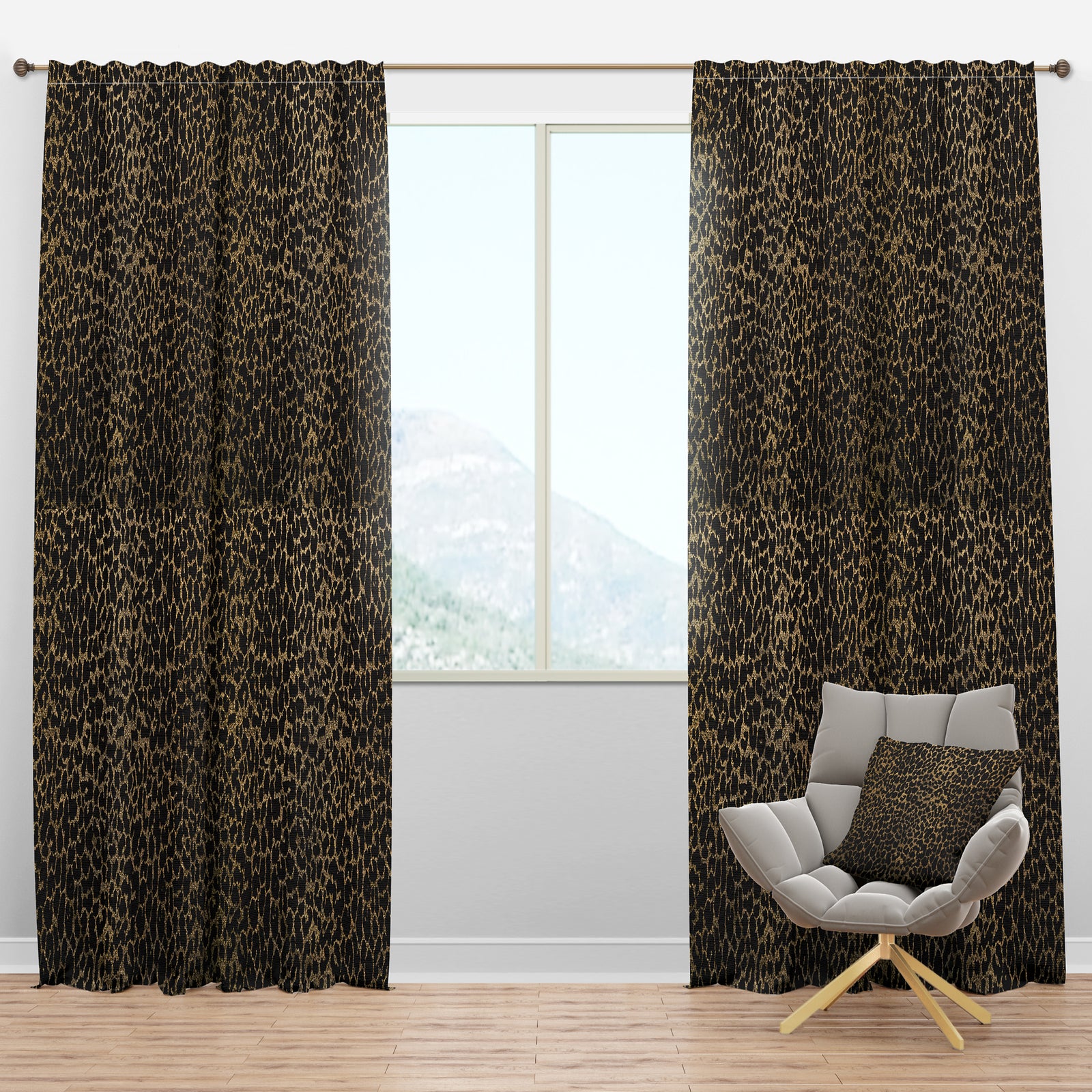 Leopard Fur Safari V - Mid-Century Modern Curtain Panels