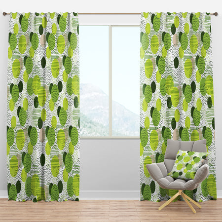 Circular Abstract Retro Geometric X - Mid-Century Modern Curtain Panels