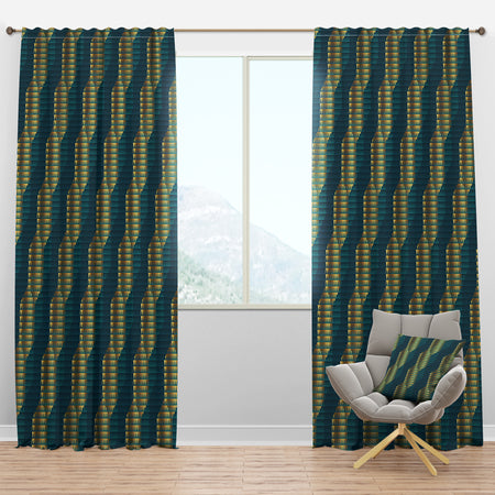 Retro Hexagon Pattern V - Mid-Century Modern Curtain Panels