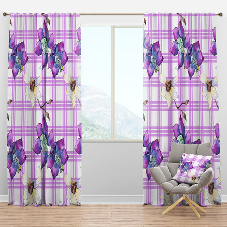 Floral Botanical Retro VII - Mid-Century Modern Curtain Panels