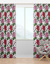 Retro Pink And Red Roses - Mid-Century Modern Curtain Panels