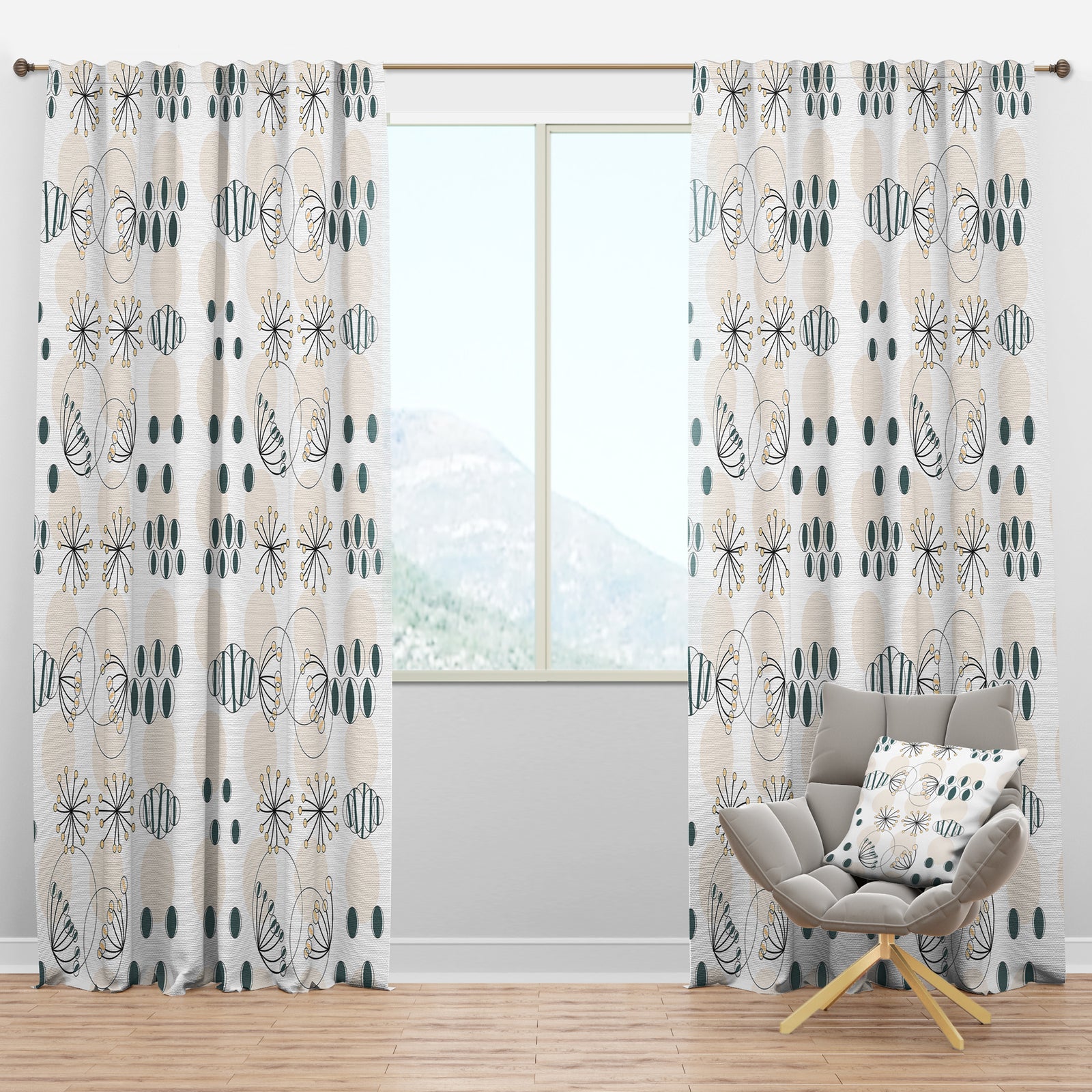 Modern abstract geometric pattern - Mid-Century Modern Curtain Panels