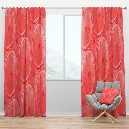 Coral Grapefruit Slices - Mid-Century Modern Curtain Panels