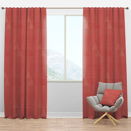 Triangual Retro Coral Pattern - Mid-Century Modern Curtain Panels