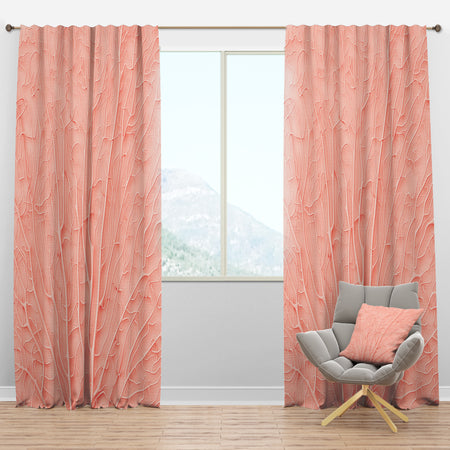Living Coral Pink - Mid-Century Modern Curtain Panels