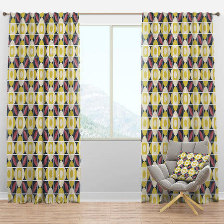 retro pattern in mosaic style - Mid-Century Modern Curtain Panels