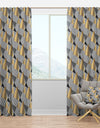 Retro Luxury Waves In Gold And Blue VI - Mid-Century Modern Curtain Panels