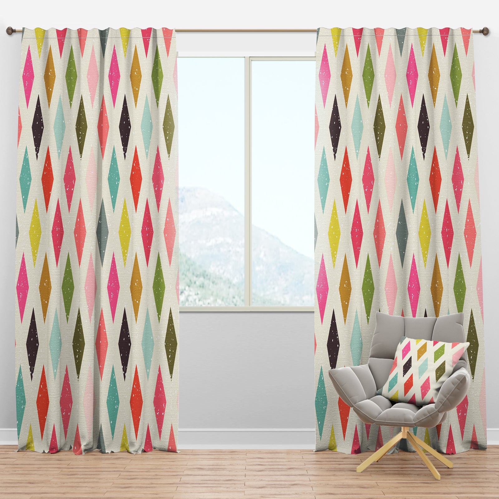 Diamond Retro III - Mid-Century Modern Curtain Panels