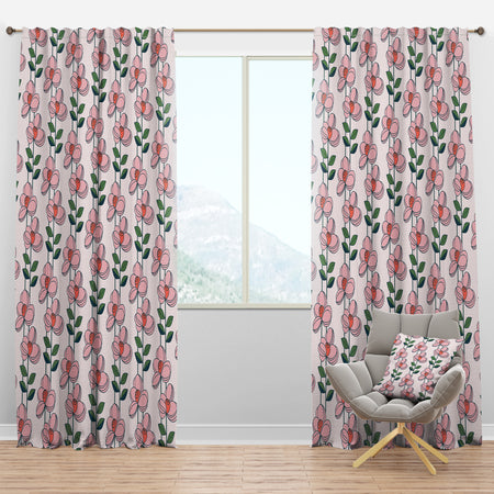 Floral Botanical Retro XII - Mid-Century Modern Curtain Panels