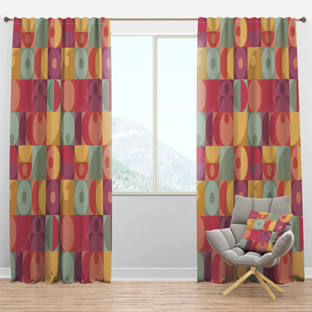 Geometric Retro Minimal I - Mid-Century Modern Curtain Panels