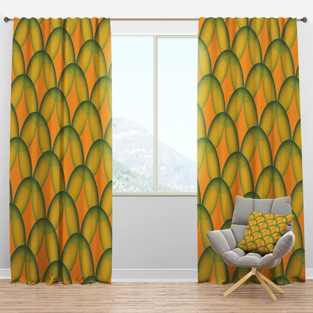 Retro Abstract Design In Yellow And Green - Mid-Century Modern Curtain Panels