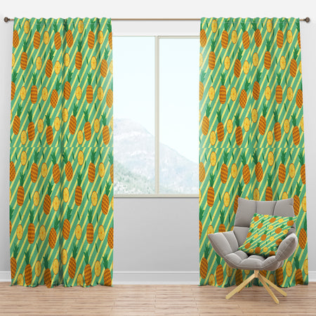 Pineapple Summer Bliss I - Mid-Century Modern Curtain Panels