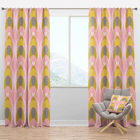 Retro Pastel Circular Pattern IV - Mid-Century Modern Curtain Panels