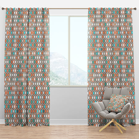 Retro Hexagon Pattern III - Mid-Century Modern Curtain Panels